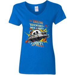 rick and morty amazing adventures in space women v-neck t-shirt