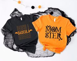 momster and dadcula tshirt png, couples halloween gifts,  dadcula momster shirt pngs, funny mom dad halloween tee, famil