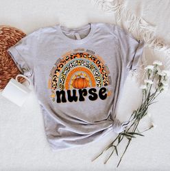 Nurse Thanksgiving Shirt PNG, Rainbow Nursing Gift, Retro Thankful Nurse Tee, Cheetah Leopard Pumpkin Nurse TShirt PNG,G