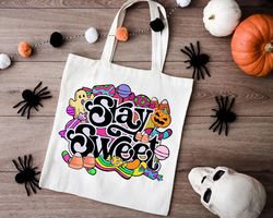 sweet halloween candy bag, candy corn bag for girls, happy halloween tote bag, halloween pumpkin tote, trick or treat ba