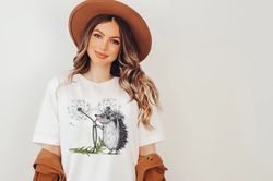 funny hedgehog shirt png, hedgehog and flower tee, porcupine design shirt png, cute porcupine shirt png, animal lover sh