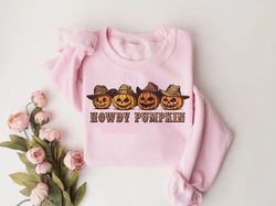 howdy pumpkin western halloween sweatshirt png, cute women's western halloween tee, retro halloween shirt png, country c