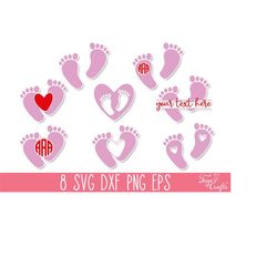 baby feet svg, baby feet clipart, baby foot print heart svg, baby feet monogram svg, baby shower svg, newborn footprint