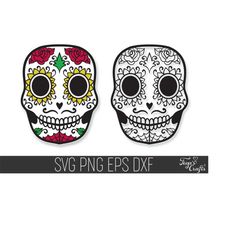 sugar skull svg, sugar skull cricut, flowers skull svg, skull svg, sugar skull clipart, halloween skull svg, day of the