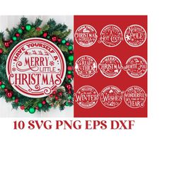 round christmas ornament svg, christmas door hanger svg, funny christmas svg, farmhouse christmas round svg, family chri