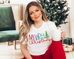 ladies merry christmas shirt png, women christmas shirt png, cute christmas shirt png, women holiday shirt png, christma