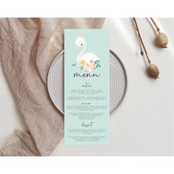 swan menu swan princess ballet menu template enchanted swan lake table decor secret garden pastel floral dinner dessert