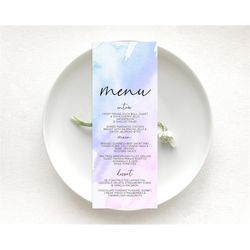 purple menu purple watercolor menu template pastel purple table dcor purple watercolor splash dinner dessert purple part