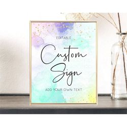 pastel sign ombre table sign decor pastel ombre rainbow watercolor colorful party birthday baptism baby shower wedding b