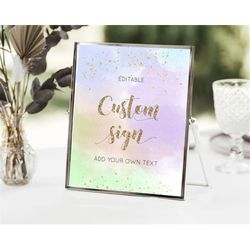 pastel sign ombre table sign decor pastel ombre rainbow watercolor colorful party birthday baptism baby shower wedding b