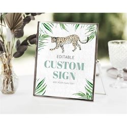 cheetah sign cheetah party sign template safari adventure table sign decor cheetah minimal theme 1st birthday baptism ba