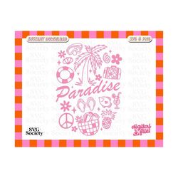 cute and trendy summer paradise aesthetic design for t-shirt, sticker, mug, tote bag, commercial use