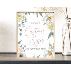 wildflower floral table sign decor secret garden sign template pastel floral garden party boho flowers birthday baby sho