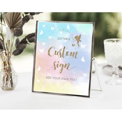 fairy sign enchanted garden table sign dcor pastel floral butterfly party secret garden birthday baptism baby shower bri