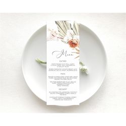 tropical menu template tropical menu palm leaf fern table decor frangipani floral white orchid dinner dessert menu party