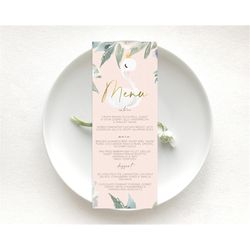 swan menu swan princess ballet menu template enchanted swan lake table decor secret garden pastel floral dinner dessert