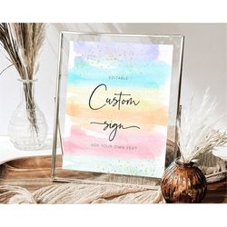 pastel sign ombre table sign decor pastel ombre rainbow watercolor colorful party birthday baptism baby shower wedding b