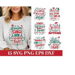 dear santa shirt svg pack, funny christmas santa svg quote, funny christmas mom shirt svg, santa wine christmas svg, sar