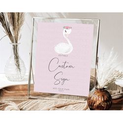 swan table sign decor swan princess ballet party enchanted swan lake secret garden pastel floral 1st birthday baptism ba