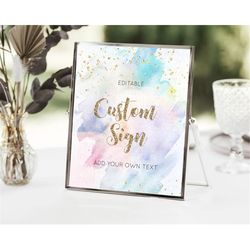 pastel sign ombre table sign decor pastel ombre rainbow watercolor colorful party birthday baptism baby shower wedding b