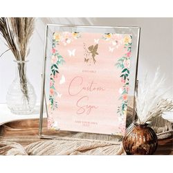 fairy sign enchanted garden table sign dcor pastel floral butterfly party secret garden birthday baptism baby shower bri