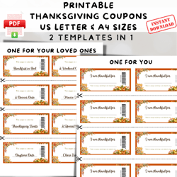 printable thanksgiving coupons, thanksgiving family gift vouchers, autumn coupons, thanksgiving activity kids gratitude