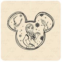 princess anna in mouse ears svg, mouse head svg, frozen elsa anna sven olaf, disneyy princess svg, vinyl cut file, svg,