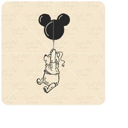 winnie the pooh with mouse ears balloon svg, family trip new svg, customize gift svg, vinyl cut file svg pdf, jpg, png p