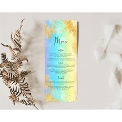 pastel menu pastel rainbow menu template colorful pastel table decor confetti watercolor pastel dinner dessert ombre par