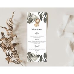 lion menu lion menu template lion party table decor safari adventure lion menu dried palm fern lion dinner dessert party