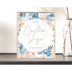 wildflower floral table sign decor secret garden sign template pastel floral garden party boho flowers birthday baby sho