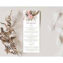 secret garden menu wildflower menu template pastel flower garden table decor boho floral dinner dessert floral party foo