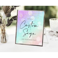 pastel sign ombre table sign decor pastel ombre rainbow watercolor colorful party birthday baptism baby shower wedding b