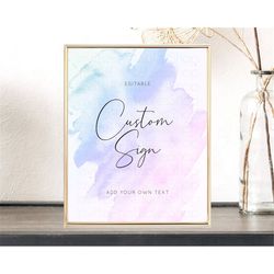 purple watercolor sign ombre purple watercolor table sign decor splash party birthday baby shower wedding baptism bridal