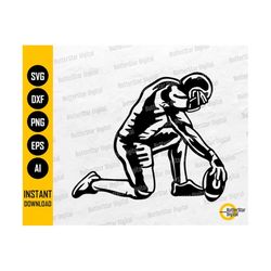 kneeling football player svg | sports vinyl stencil graphics illustration | cricut cut file silhouette clipart vector digital dxf png eps ai