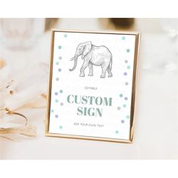 elephant sign elephant safari adventure party table sign decor dried palm fern zoo 1st birthday baptism baby shower brid