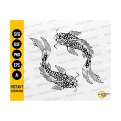 Koi Fish SVG | Carp SVG | Japanese Traditional Oriental Asian Pet Pond Aquarium | Cricut Cutting File Clip Art Vector Digital Dxf Png Eps Ai