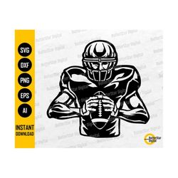 football player holding ball svg | sports vinyl stencil graphics illustration | cricut cutting files clip art vector digital dxf png eps ai