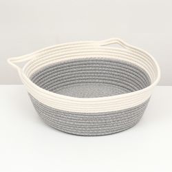 eco-friendly animal bed (cotton), 40 x 30 x 15 cm, weight up to 15 kg, white-gray