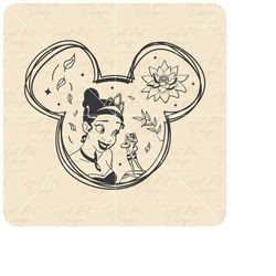 princess tiana and the frog prince svg, mouse head svg, mouse ears, disneyy princess svg, vinyl cut file svg, pdf, png p