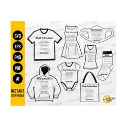 apparel care card bundle svg | printable clothes washing instructions | cricut silhouette | clipart vector digital download png eps pdf ai