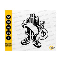 dollar sign with money bag svg | rich famous millionaire jackpot hip hop rap rapper gangster | cutfile clipart vector digital dxf png eps ai