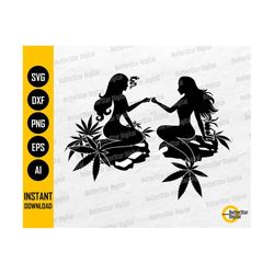 cannabis mermaids svg | smoking marijuana joint | smoke weed blunt | cricut cutting files silhouette | clipart vector digital dxf png eps ai