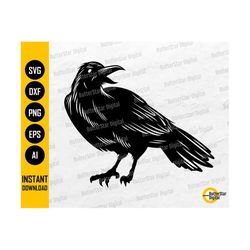 raven svg | black bird svg | animal vinyl tattoo stencil | cricut cutting files cnc cuttable clip art vector digital download dxf png eps ai