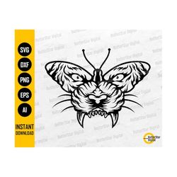 tiger butterfly svg | wild animal decal t-shirt sticker graphics illustration | cricut cameo printable clipart vector digital dxf png eps ai