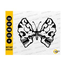 skulls butterfly svg | skeleton svg | gothic decal t-shirt graphics illustration | cut files cuttable clip art vector digital dxf png eps ai