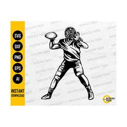 quarterback with ball svg | american football player stencil vinyl graphics | cricut cut file cuttable clipart vector digital dxf png eps ai
