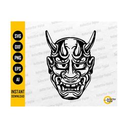 hannya svg | oni mask svg | demon svg | japanese t-shirt vinyl decal graphics | cutting file printable clipart vector digital dxf png eps ai