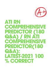 ati rn comprehensive predictor (180 q&a) / rn ati comprehensive predictor(180 q&a): latest-2021