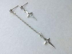 Gothic star earrings Asymmetrical silver star earrings Falling star earrings Spike earrings Punk Grunge Kpop Gift idea